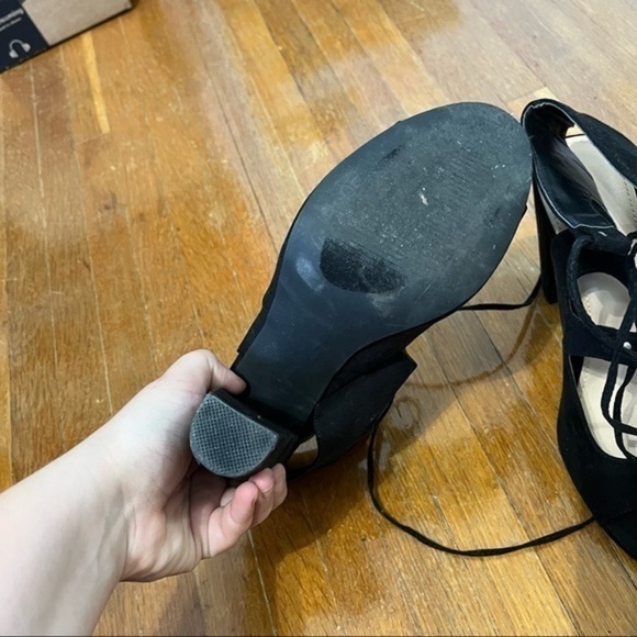 🩷 just fab black lace up chunky heels - Picture 8 of 12